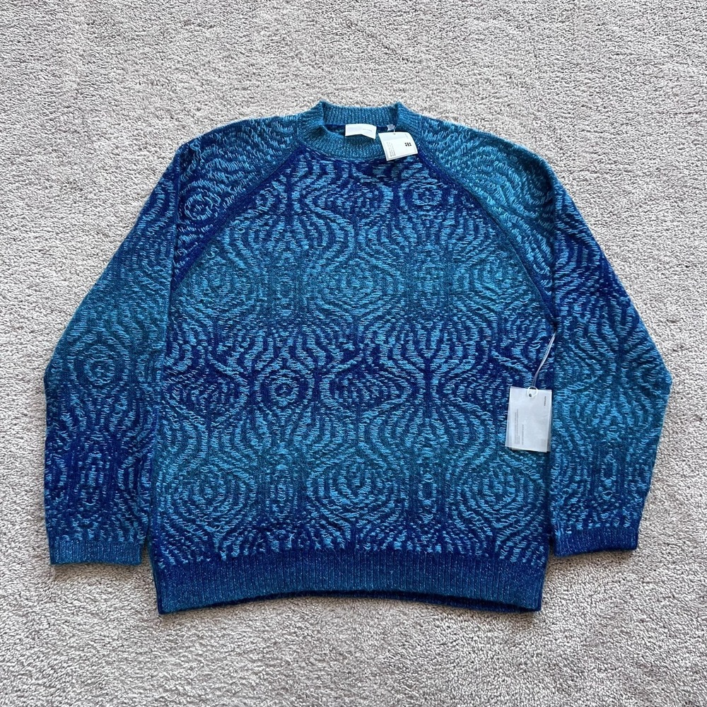 VIAVIA.LIVE Oversized Crewneck Fuzzy Knit Sweater Womens S Blue Alpaca Mohair